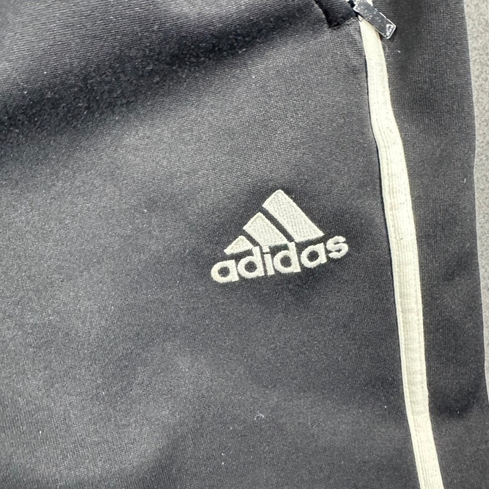 Adidas Mens Track Pants Black White Blue Stripe Ankle Zip Soccer Joggers M Y2K - Picture 5 of 10